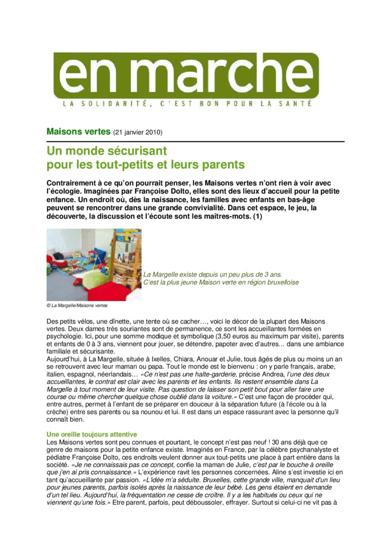 Un monde sécurisant pour les tout-petits et leurs parents